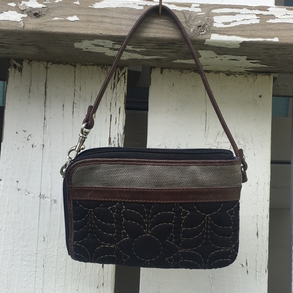 FOSSIL Wristlet brown embroidered blue logo - Picture 4 of 12